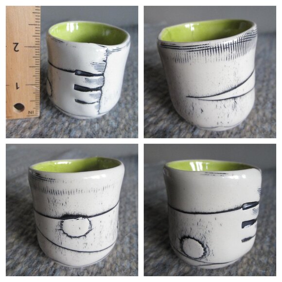 BARB CAMPBELL 2” Abstract Ceramic Pottery Mini Cup / Vase - Picture 1 of 7